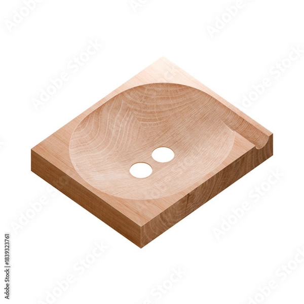 Fototapeta Wooden marble run track. Wooden marble race block. 3d rendering