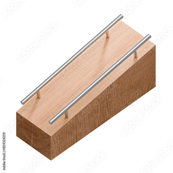 Fototapeta Wooden marble run track. Wooden marble race block. 3d rendering