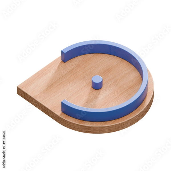 Fototapeta Wooden marble run track. Wooden marble race block. 3d rendering