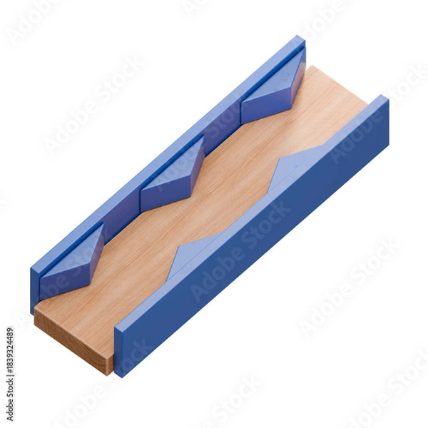 Fototapeta Wooden marble run track. Wooden marble race block. 3d rendering