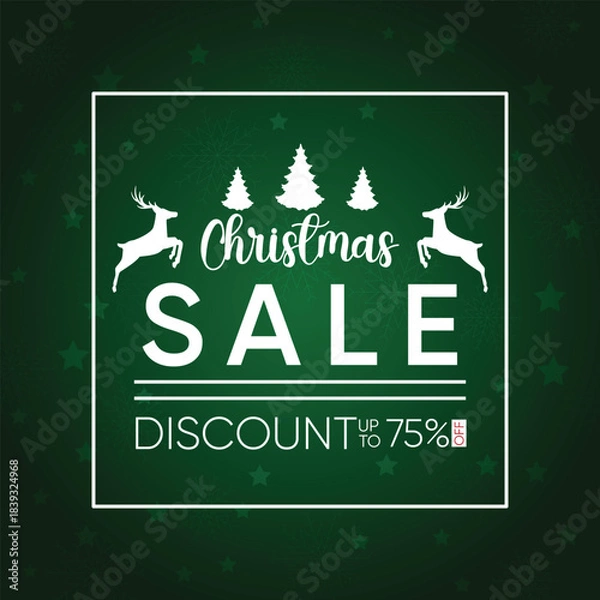 Obraz Festive Christmas Sale Promotion with Reindeer and Trees