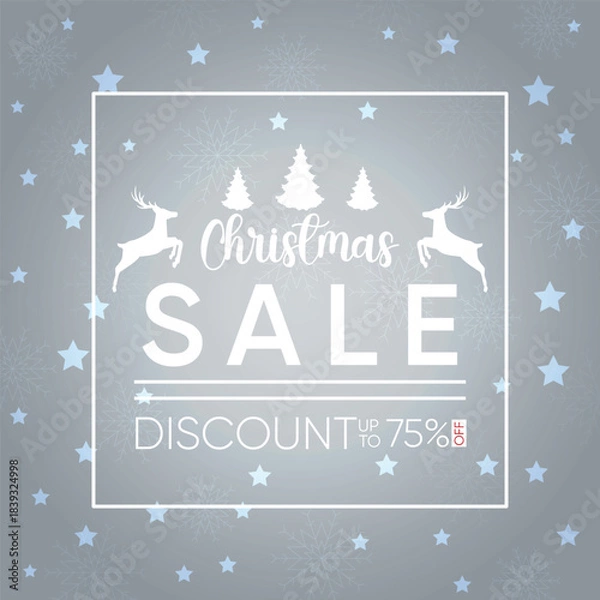 Obraz Festive Christmas Sale Promotion with Reindeer and Snowflakes