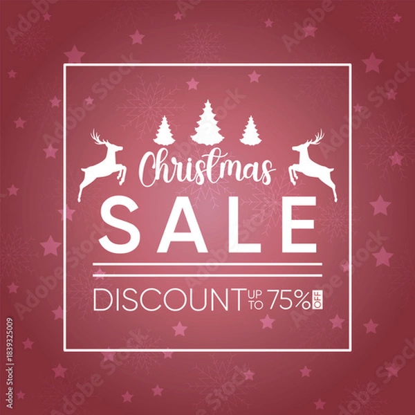Obraz Festive Christmas Sale Promotion with Reindeer and Trees