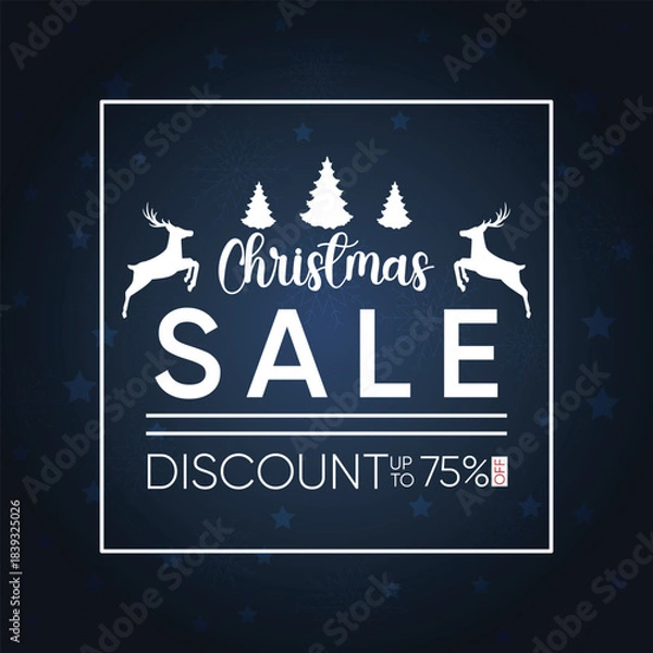 Obraz Festive Christmas Sale with Reindeer and Trees