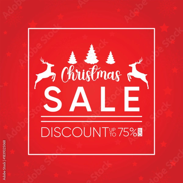 Obraz Festive Christmas Sale Promotion with Reindeer and Trees