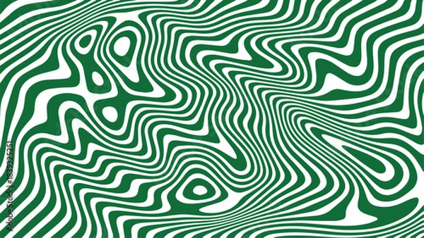 Obraz Abstract green and white wavy stripes creating a mesmerizing and organic pattern with a psychedelic feel
