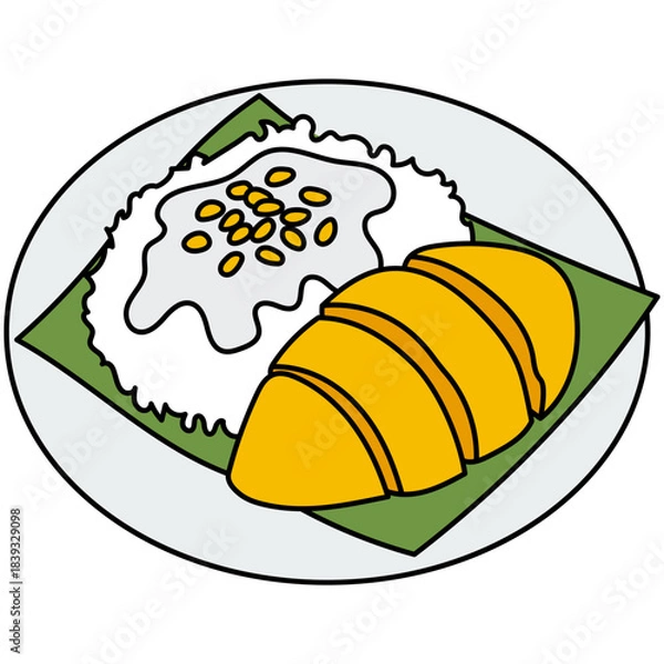 Obraz Illustration of Mango Sticky Rice Dessert