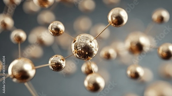 Obraz gold atoms molecule structure close up