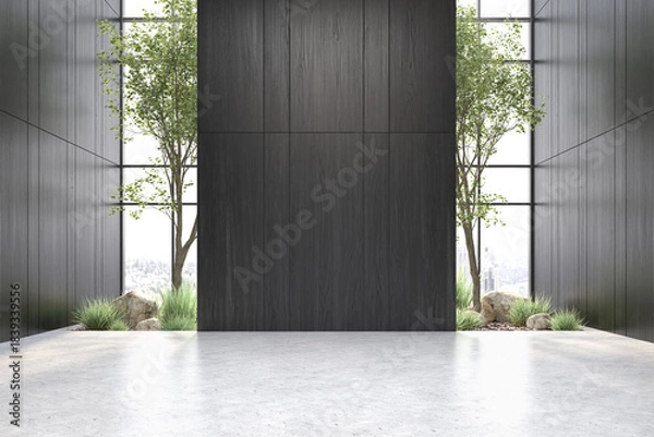 Fototapeta Modern style empty conceptual reception interior room 3d illustration