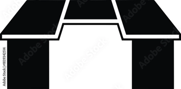 Fototapeta Modular office desk vector icon, U-shaped computer workstation, furniture cabinet silhouette