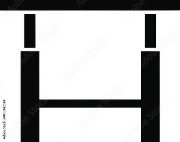 Fototapeta H-frame metal desk vector icon, industrial table structure, simple commercial furniture graphic