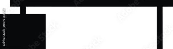 Fototapeta Minimalist office desk vector icon, suspended cabinet drawer, clean modern workspace illustration