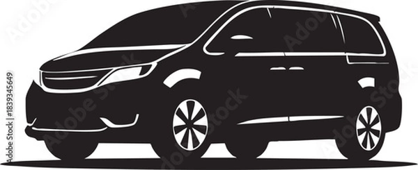 Obraz Black silhouette minivan side view