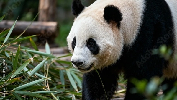 Obraz giant panda bear in bamboo forest