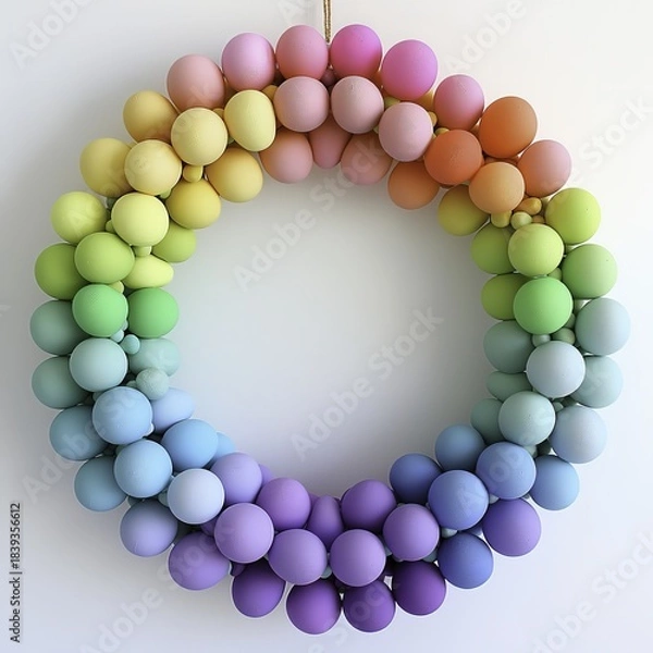 Obraz Colorful spherical wreath arranged in a rainbow gradient pattern
