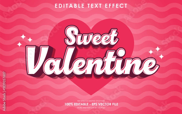 Obraz Sweet Valentine Editable Text Effect with Heart Background.