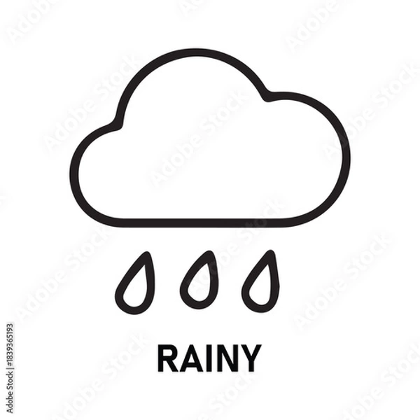 Fototapeta Modern rainy weather icon with cloud and raindrops