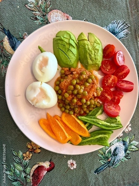 Obraz Healthy breakfast with  eggs and avocado 