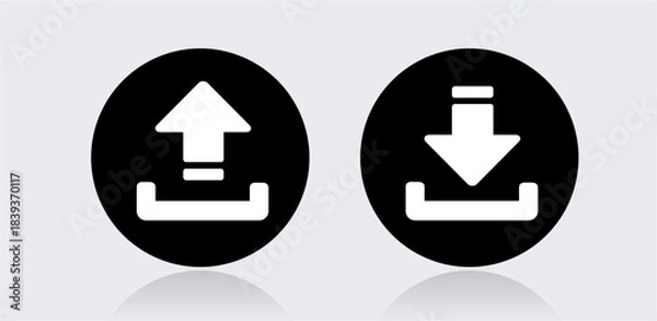 Obraz Download upload buttons black circle icon vector set