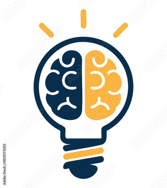 Obraz A brain inside a light bulb symbolizing a creative idea or a sudden thought process
