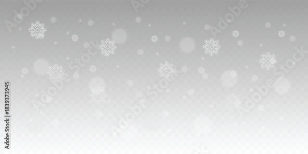 Obraz Realistic snowfall with snowflakes and cloud vectors