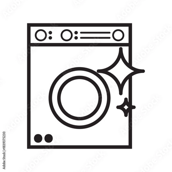 Fototapeta Laundry line icon. 1 machine 1 consumer. washing machine line icon. 