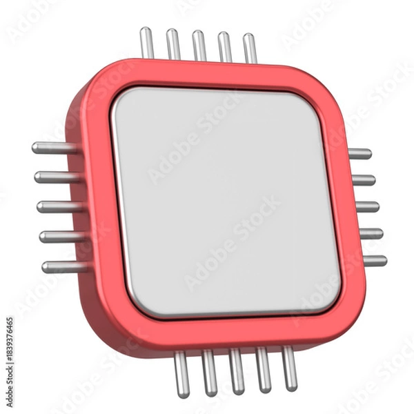 Obraz 3D microchip icon with clean technology processor design. 3D illustration.