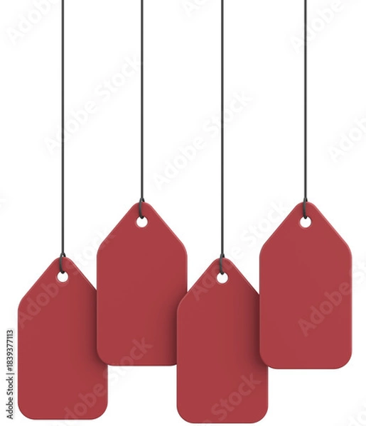 Obraz Empty Hanging Tag. 3D Illustration.