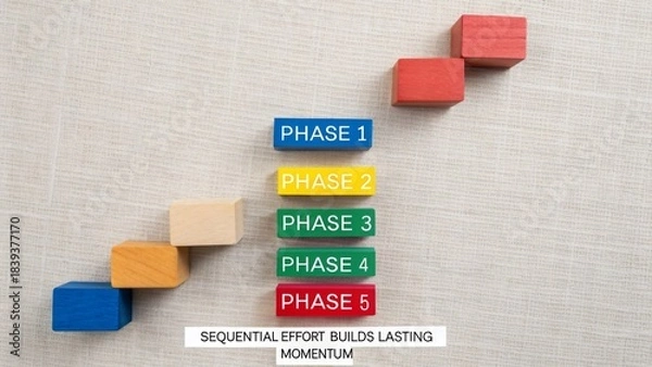 Obraz Colorful Blocks Representing Stages of a Strategic Process