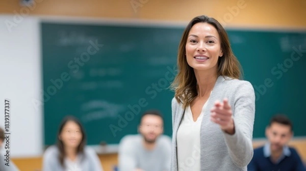 Obraz Engaging Teacher Leading A Class Session In A Modern Classroom