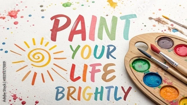 Obraz Colorful Text and Paint Palette Promoting Bright, Creative Living