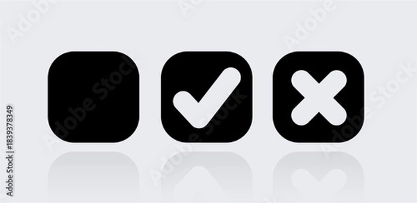 Obraz Checkboxes check mark tick cross list icon vector set