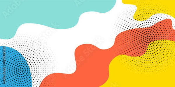 Fototapeta Abstract geometric pop art background with wave pattern. Vector pattern. Trendy 80s-90s Memphis style geometric overlay design. eps10