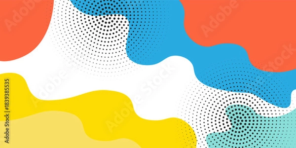 Fototapeta Abstract geometric pop art background with wave pattern. Vector pattern. Trendy 80s-90s Memphis style geometric overlay design. eps10