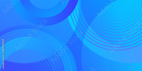 Fototapeta Modern abstract blue background with glowing geometric lines. Blue gradient circle shape design. Futuristic technology concept.