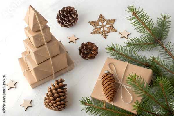 Obraz christmas decoration with pine cones