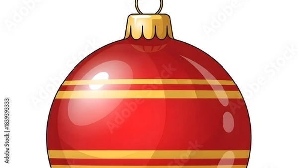Fototapeta christmas ball with red ribbon with white background