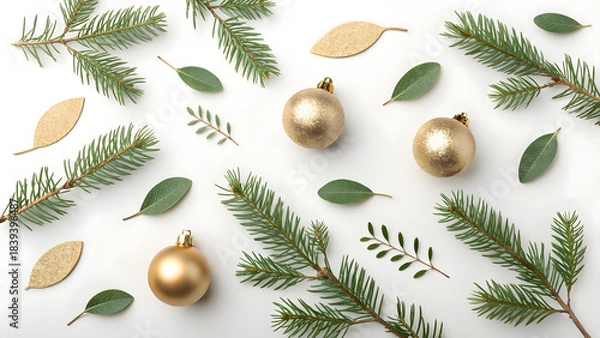 Obraz christmas tree branches with cones