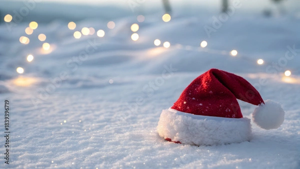 Obraz santa claus cap in the snow