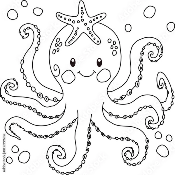 Obraz Cute Octopus Coloring Page Outline