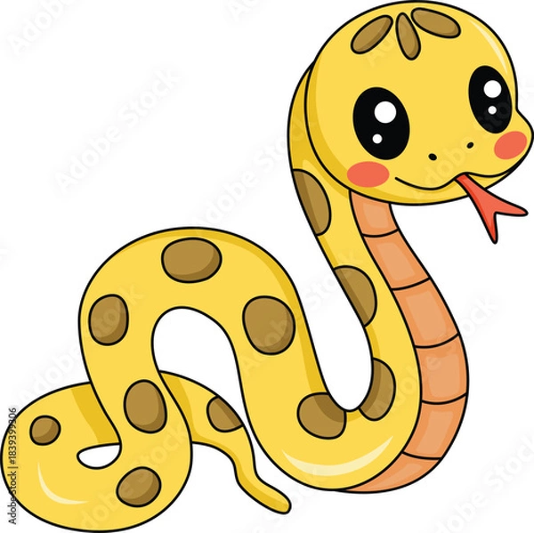 Obraz Cute Cartoon Yellow Spotted Snake