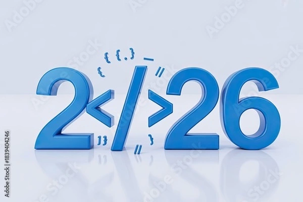 Obraz New Year 2026 coding concept with blue digits and programming symbols for tech celebrations