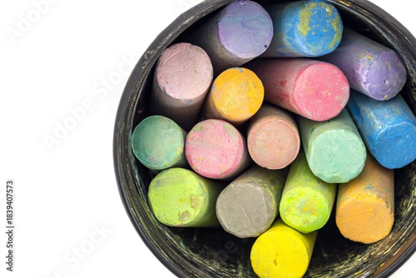 Obraz Colorful chalks arranged in a black container, showcasing vibrant hues