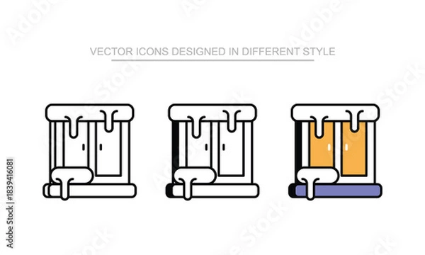 Obraz Frosted Window icon set in different style with white background illustration