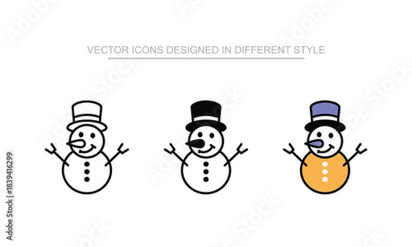 Obraz Snowman vector icon stock isolated on white sheet