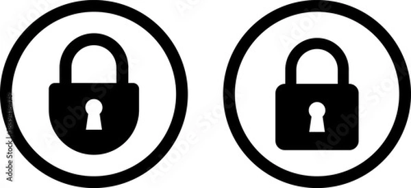 Fototapeta Two black padlock icons inside oval frames