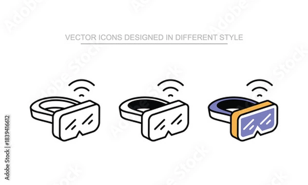 Obraz Ski Goggles icon set in different style with white background illustration