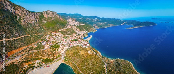 Obraz Kas city aerial panoramic view in Turkey