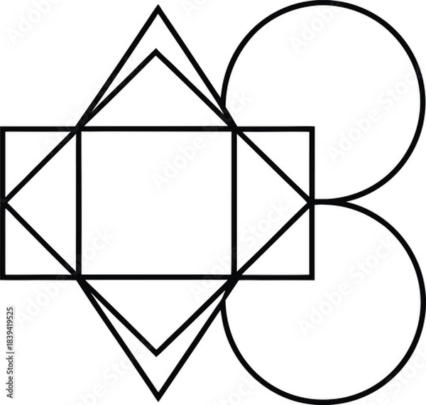 Obraz Geometric contrast between circles and rectangles