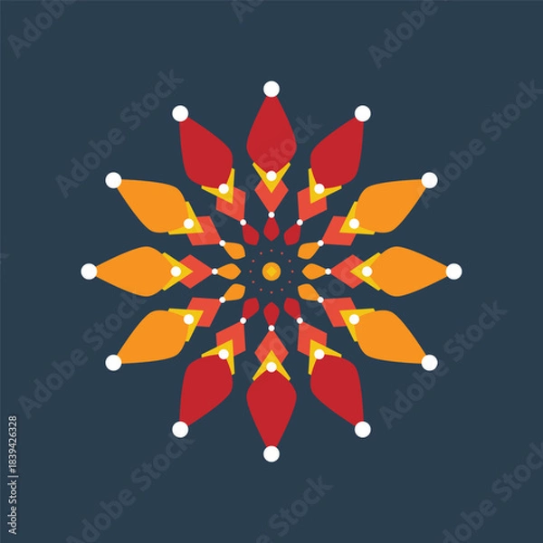 Obraz Vibrant Radial Mandala Pattern on Dark Background